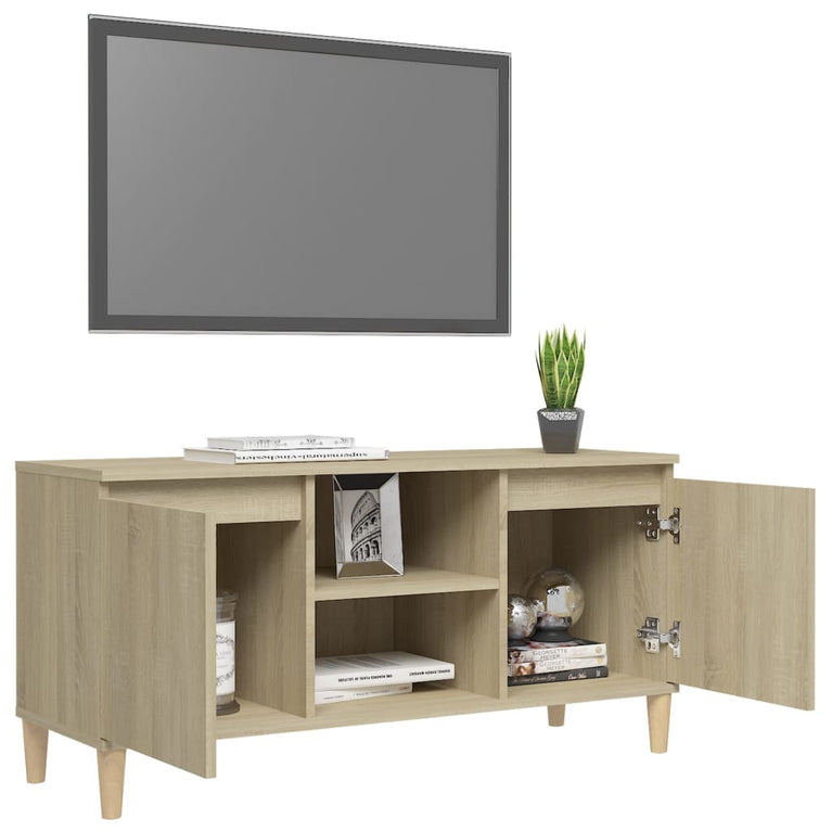 Tv-meubel met houten poten 103,5x35x50 cm sonoma eikenkleurig