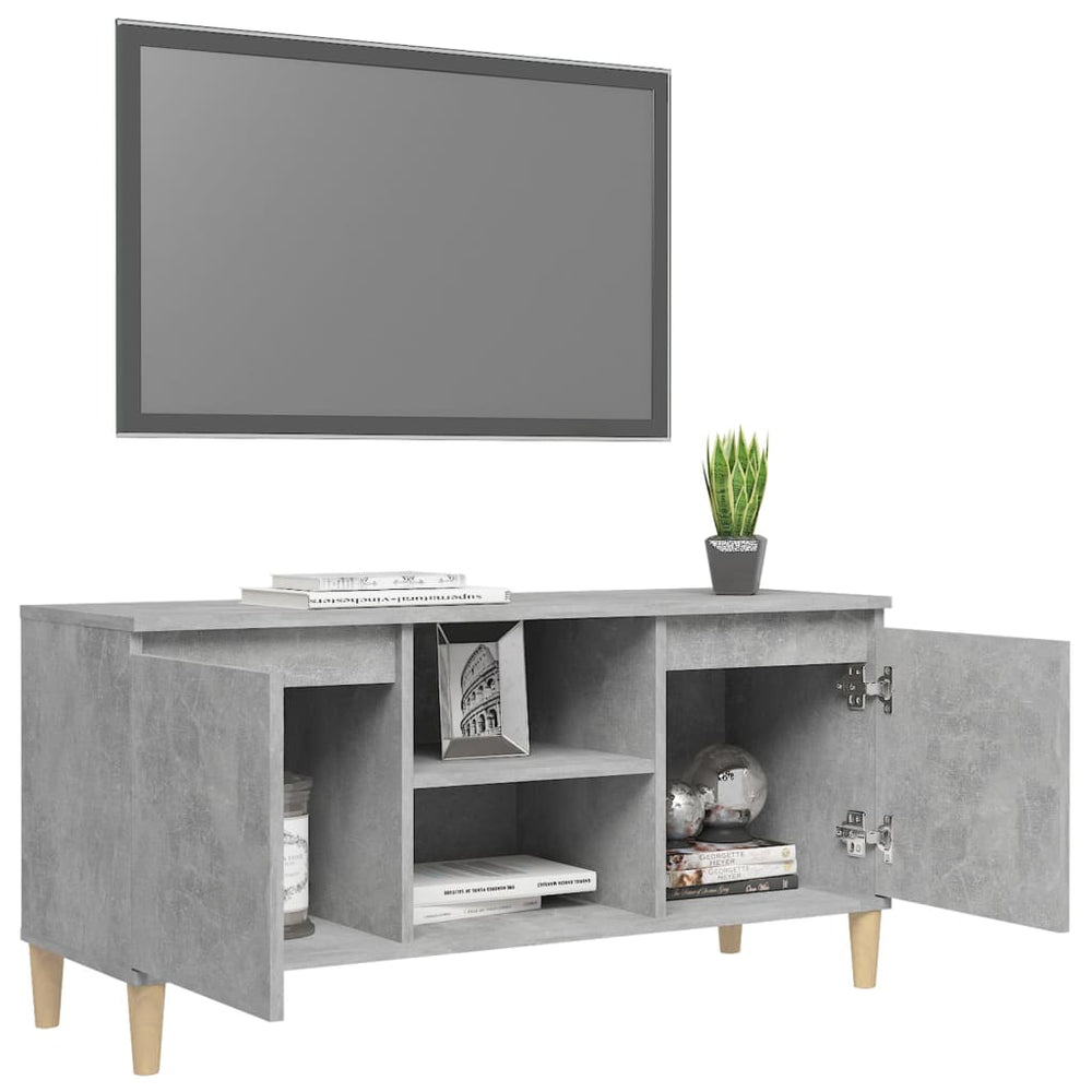 Tv-meubel met massief houten poten 103,5x35x50 cm betongrijs MeubelReus