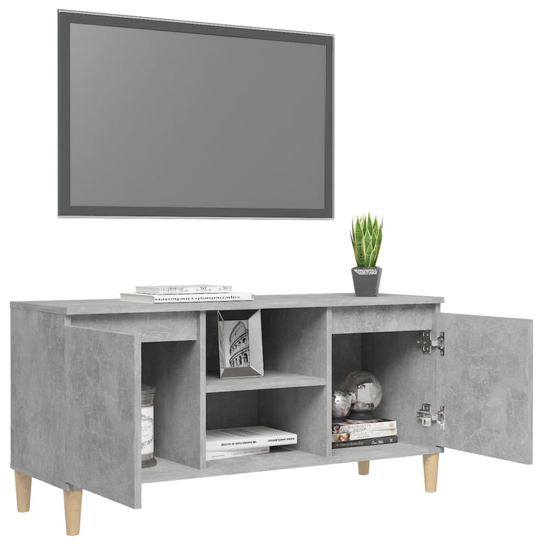 Tv-meubel met massief houten poten 103,5x35x50 cm betongrijs MeubelReus