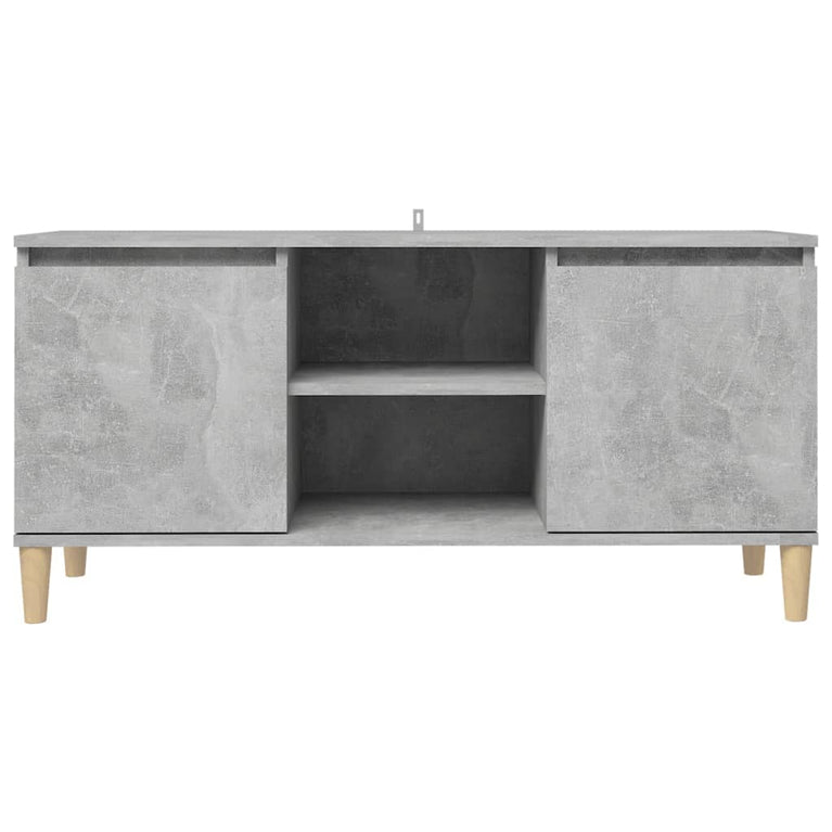 Tv-meubel met massief houten poten 103,5x35x50 cm betongrijs MeubelReus