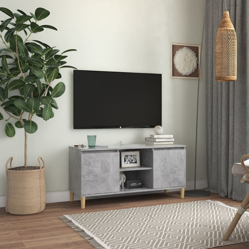 Tv-meubel met massief houten poten 103,5x35x50 cm betongrijs MeubelReus