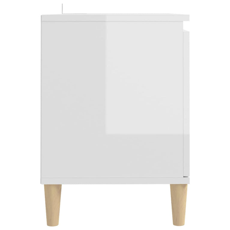 Tv-meubel met houten poten 103,5x35x50 cm hoogglans wit