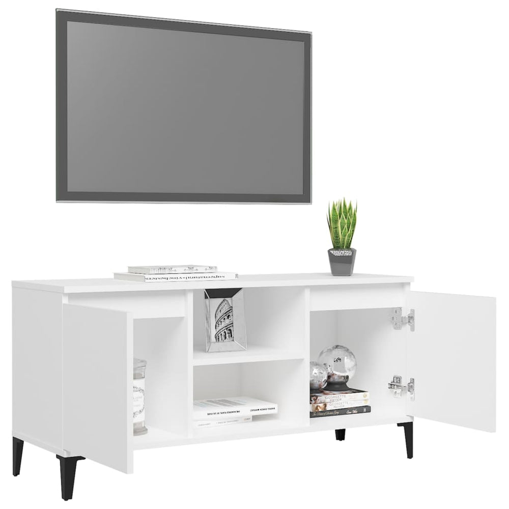 Tv-meubel met metalen poten 103,5x35x50 cm wit MeubelReus