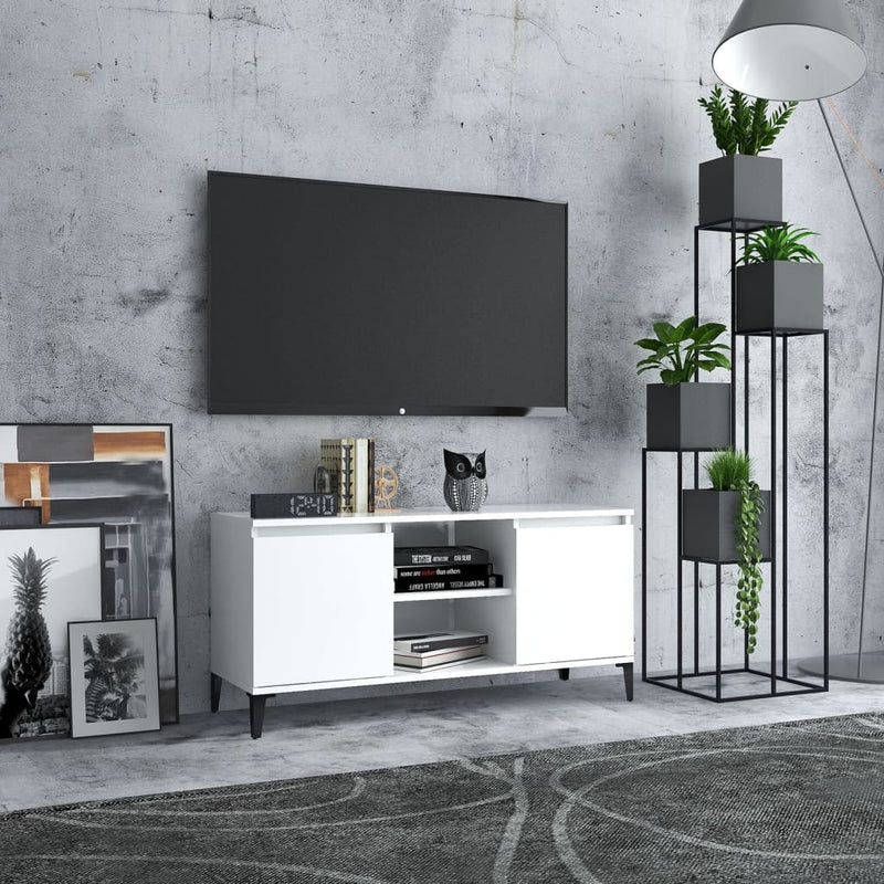 Tv-meubel met metalen poten 103,5x35x50 cm wit MeubelReus