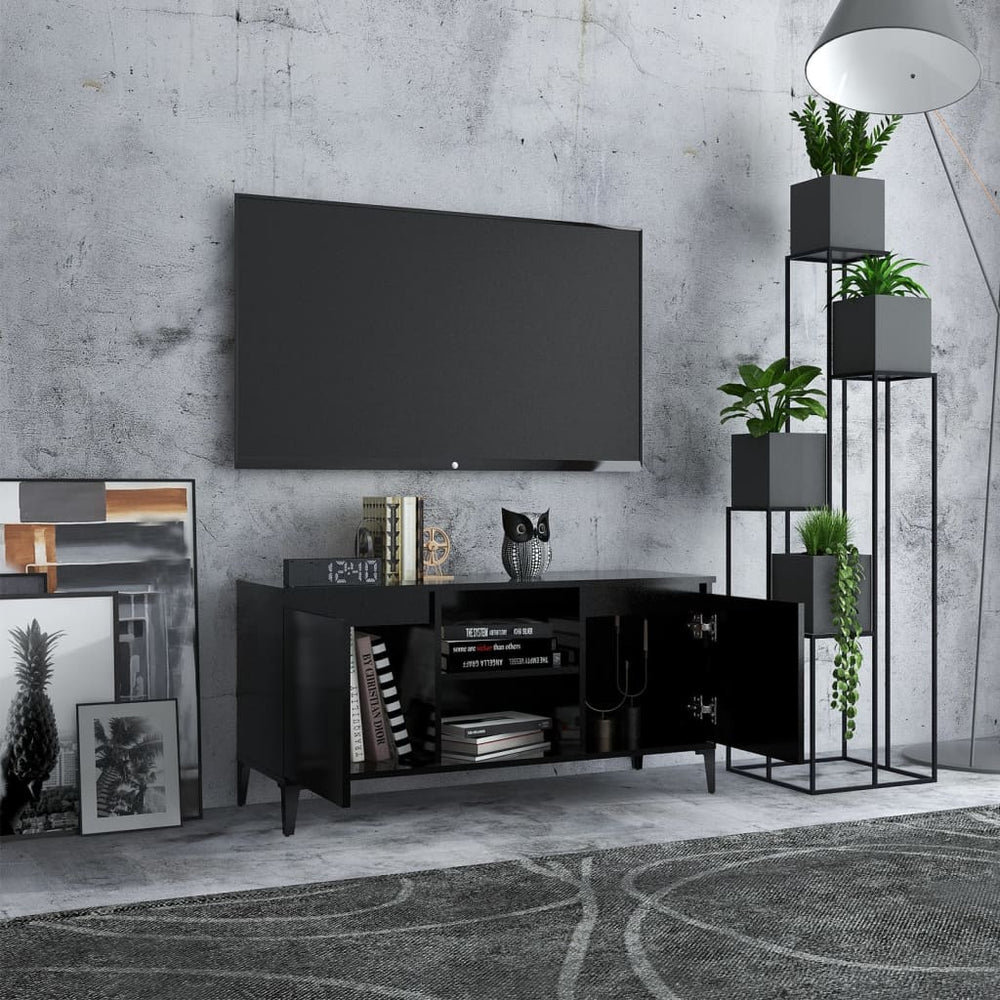 Tv-meubel met metalen poten 103,5x35x50 cm zwart MeubelReus