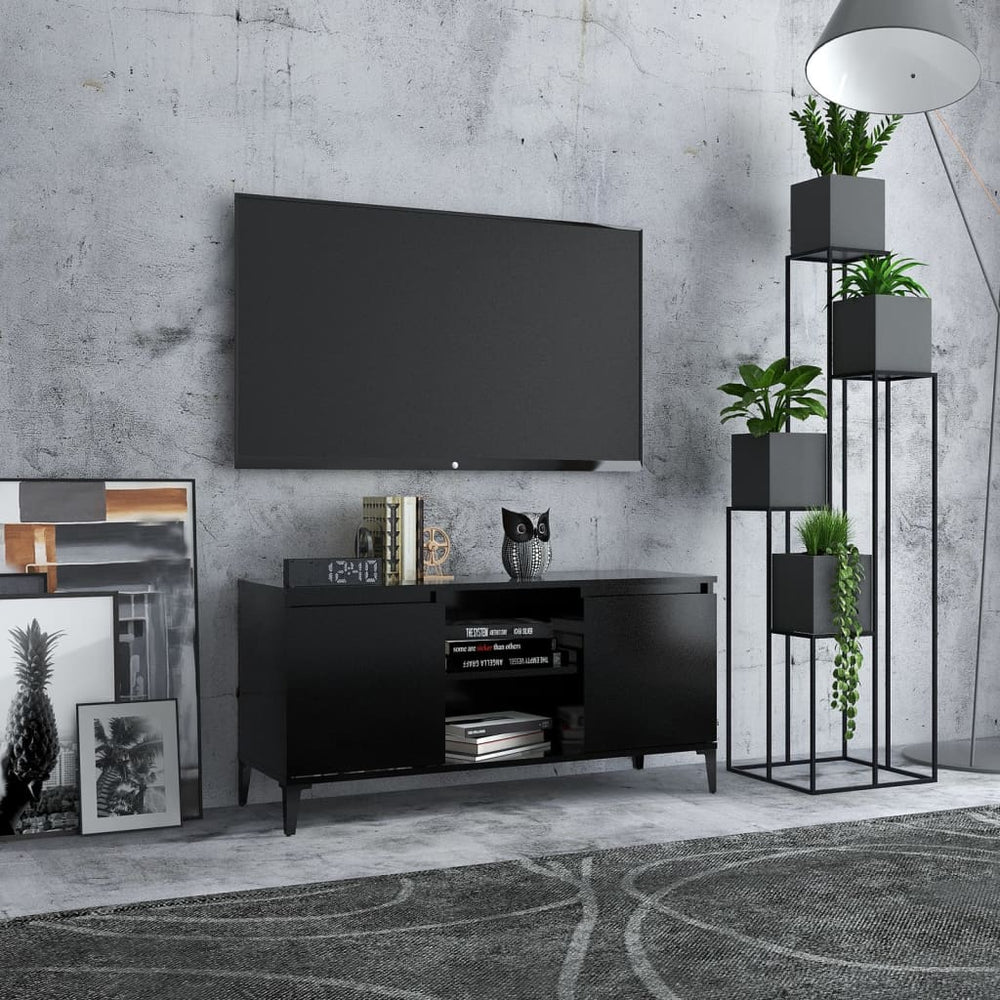 Tv-meubel met metalen poten 103,5x35x50 cm zwart MeubelReus