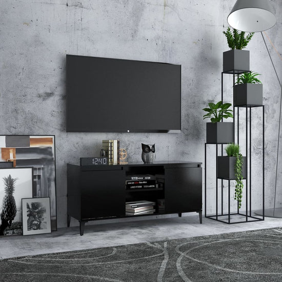 Tv-meubel met metalen poten 103,5x35x50 cm zwart MeubelReus