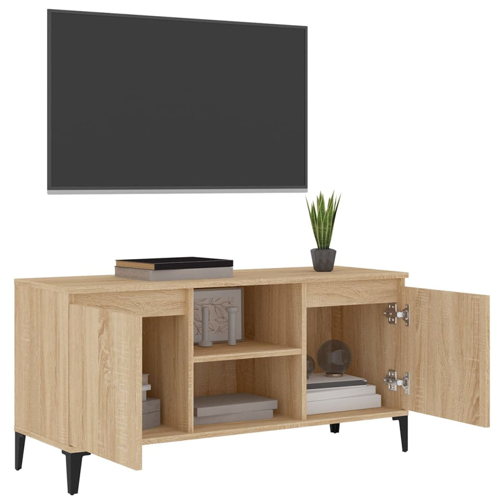 Tv-meubel met metalen poten 103,5x35x50 cm sonoma eikenkleurig MeubelReus
