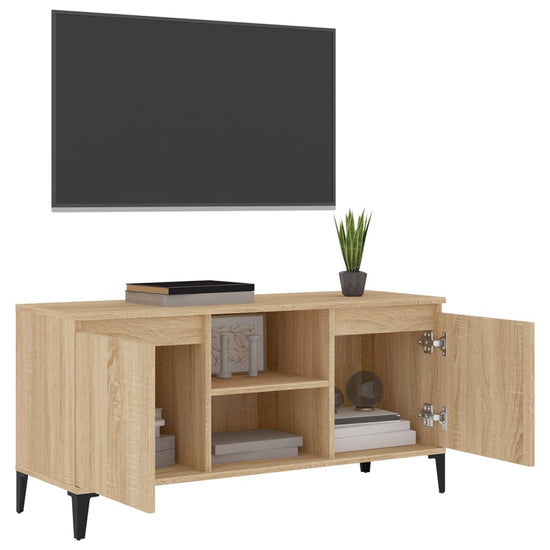Tv-meubel met metalen poten 103,5x35x50 cm sonoma eikenkleurig MeubelReus