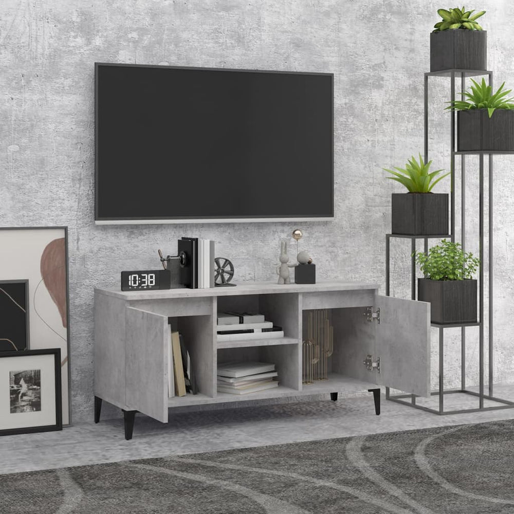 Tv-meubel met metalen poten 103,5x35x50 cm betongrijs MeubelReus