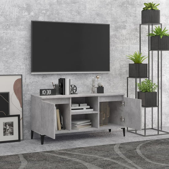 Tv-meubel met metalen poten 103,5x35x50 cm betongrijs MeubelReus