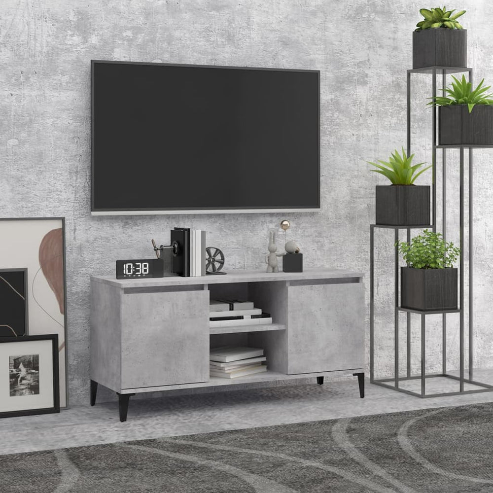 Tv-meubel met metalen poten 103,5x35x50 cm betongrijs MeubelReus