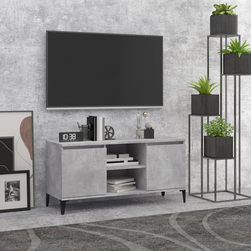 Tv-meubel met metalen poten 103,5x35x50 cm betongrijs MeubelReus