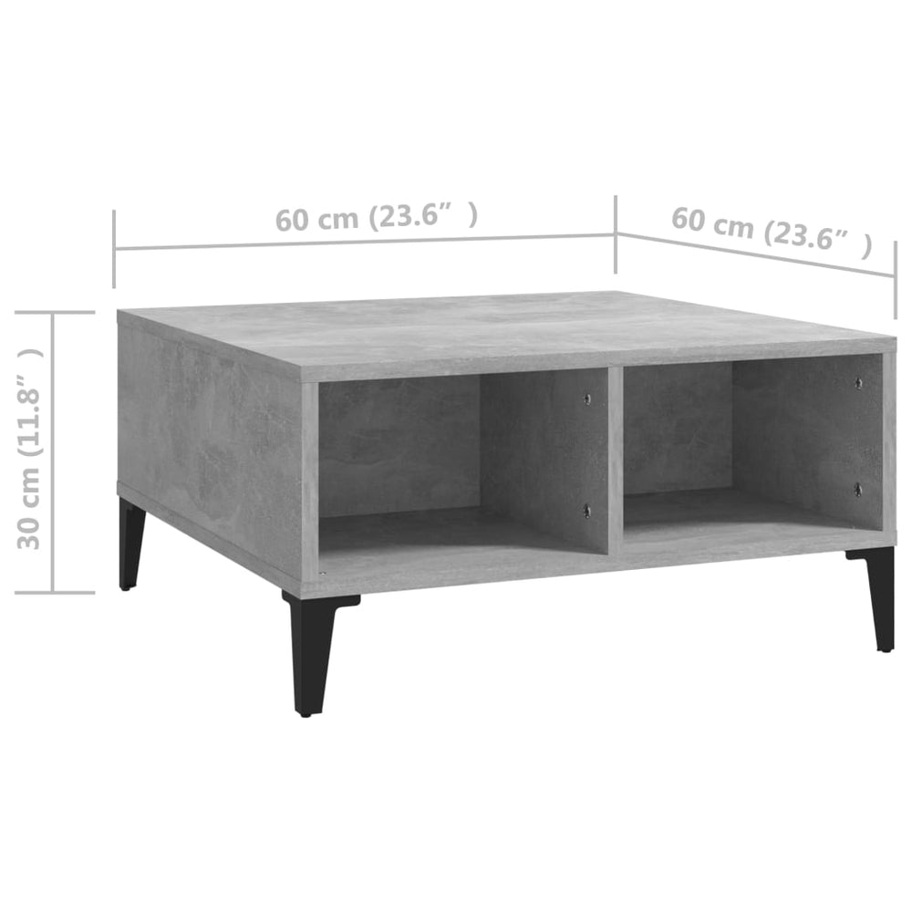 Salontafel 60x60x30 cm spaanplaat betongrijs MeubelReus