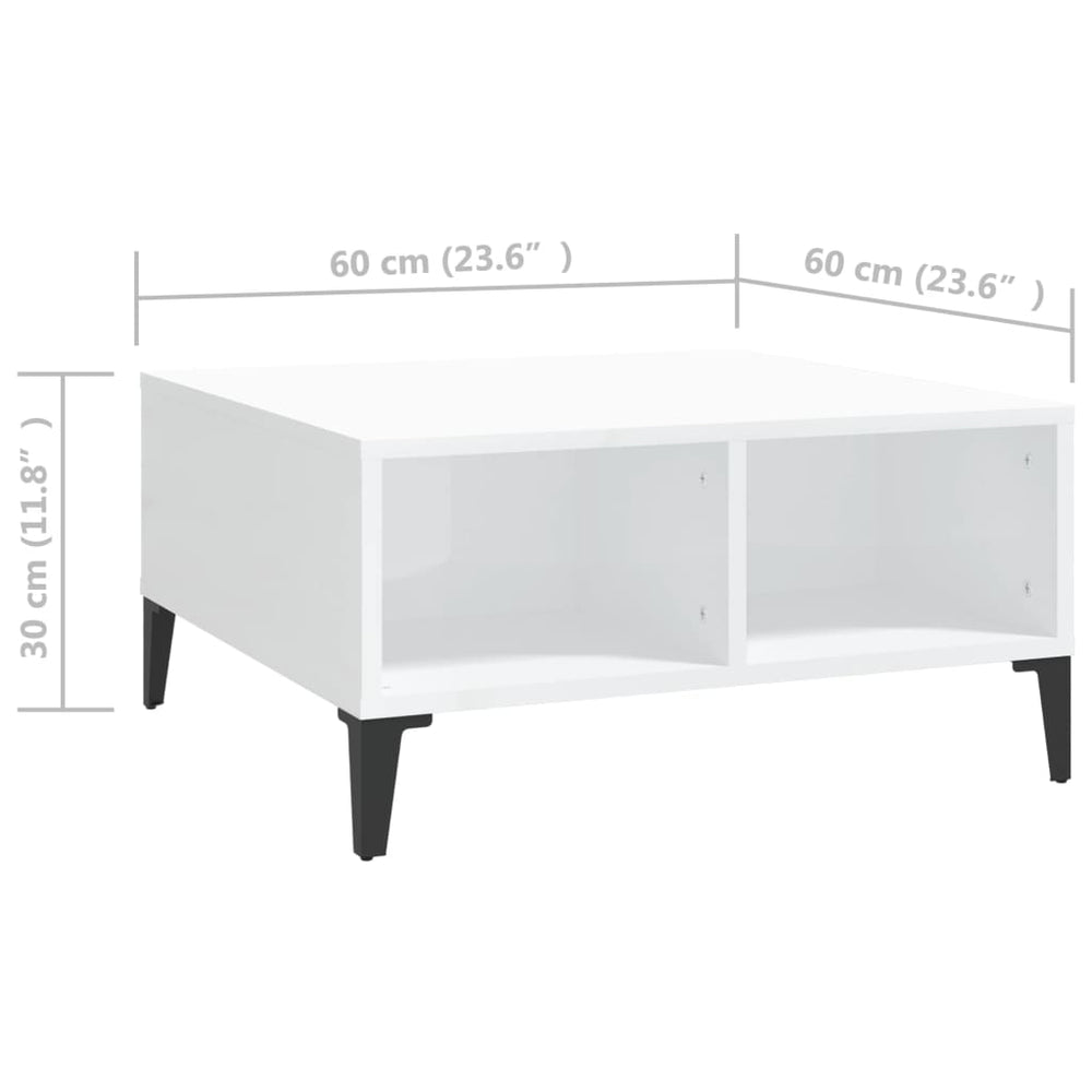 Salontafel 60x60x30 cm spaanplaat hoogglans wit MeubelReus