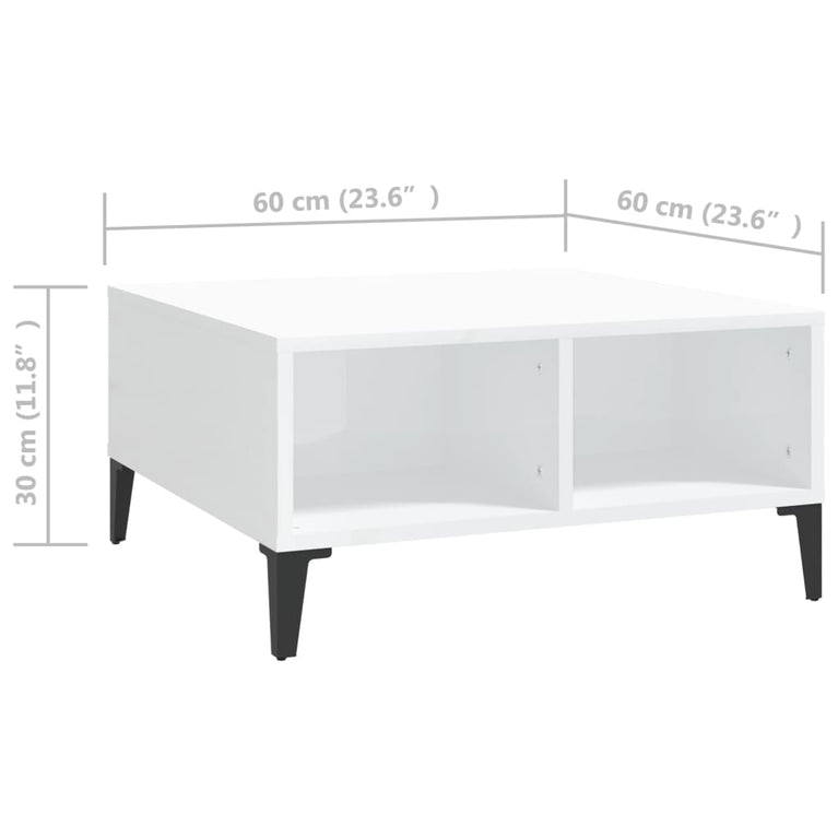 Salontafel 60x60x30 cm spaanplaat hoogglans wit MeubelReus