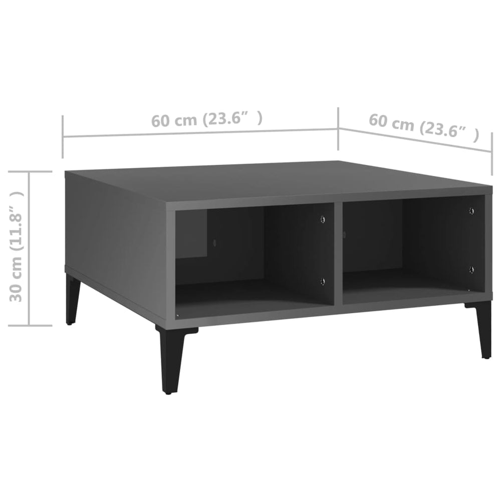 Salontafel 60x60x30 cm spaanplaat hoogglans grijs MeubelReus