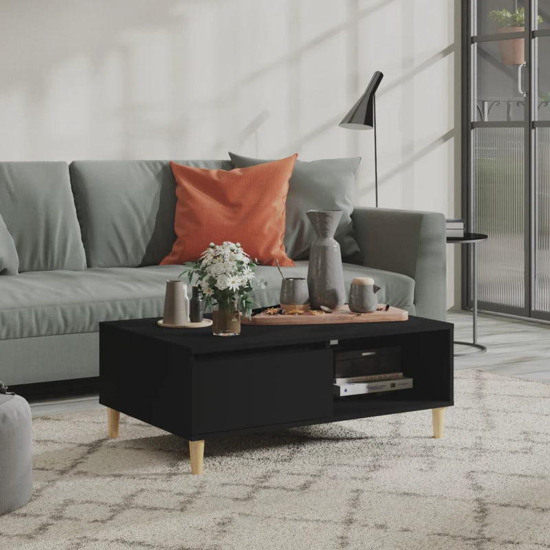 Salontafel 90x60x35 cm spaanplaat zwart MeubelReus