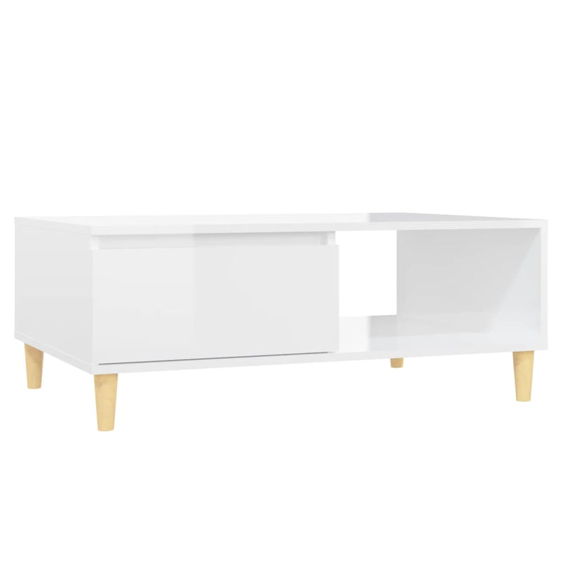 Salontafel 90x60x35 cm spaanplaat hoogglans wit MeubelReus