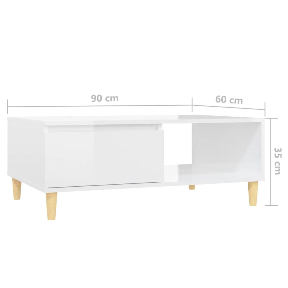 Salontafel 90x60x35 cm spaanplaat hoogglans wit MeubelReus