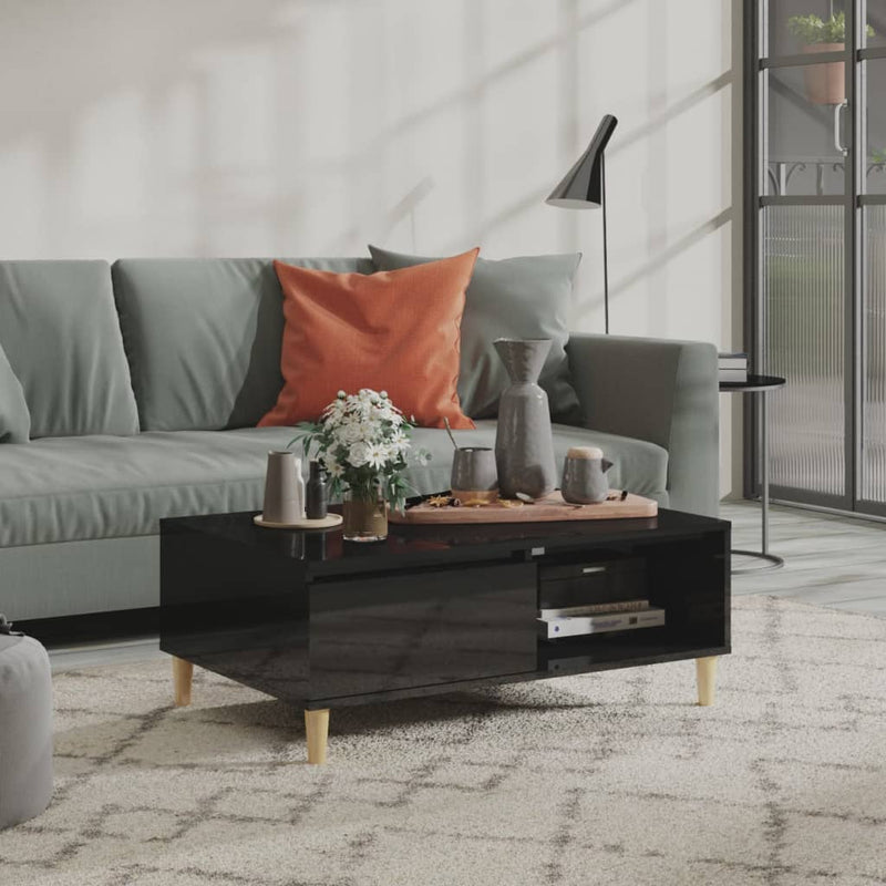 Salontafel 90x60x35 cm spaanplaat hoogglans zwart MeubelReus