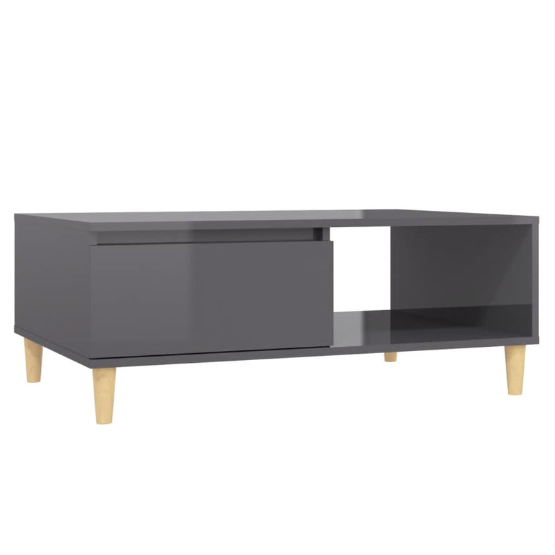 Salontafel 90x60x35 cm spaanplaat hoogglans grijs MeubelReus