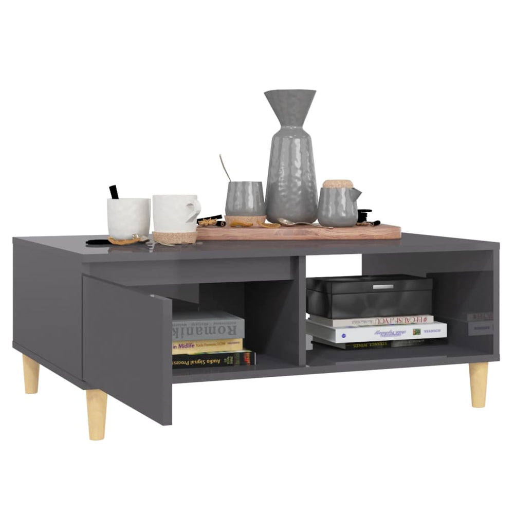 Salontafel 90x60x35 cm spaanplaat hoogglans grijs MeubelReus