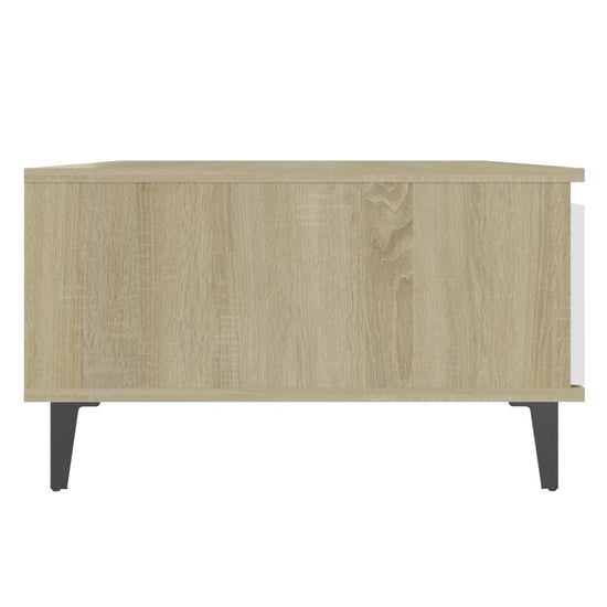 Salontafel 90x60x35 cm spaanplaat wit en sonoma eikenkleurig MeubelReus