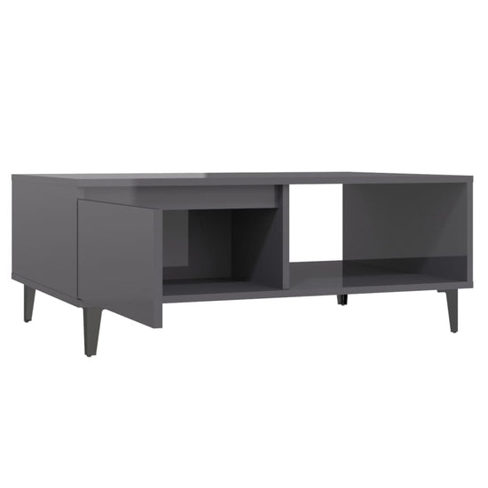 Salontafel 90x60x35 cm spaanplaat hoogglans grijs MeubelReus