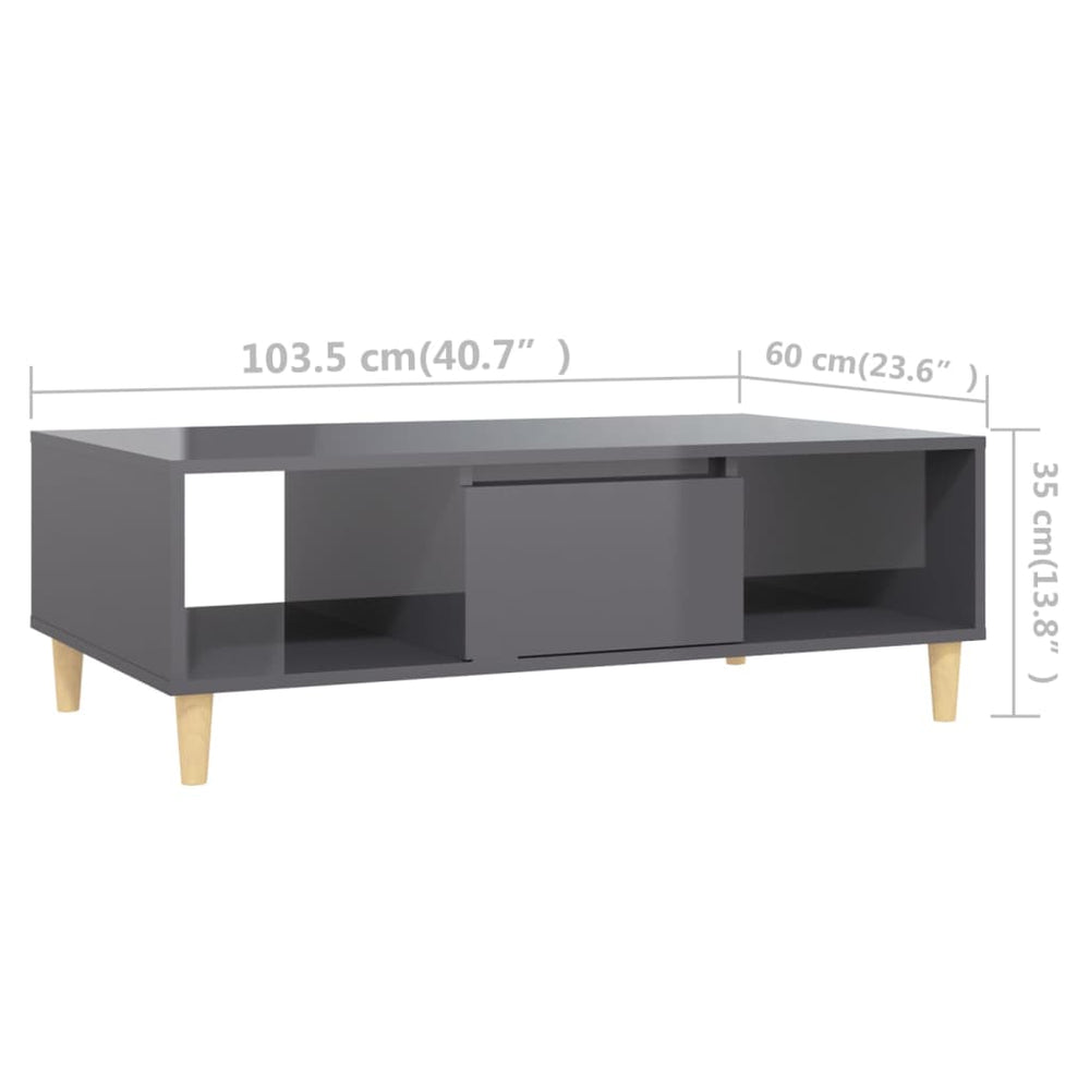 Salontafel 103,5x60x35 cm spaanplaat hoogglans grijs MeubelReus