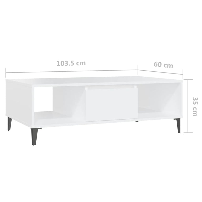 Salontafel 103,5x60x35 cm spaanplaat wit MeubelReus