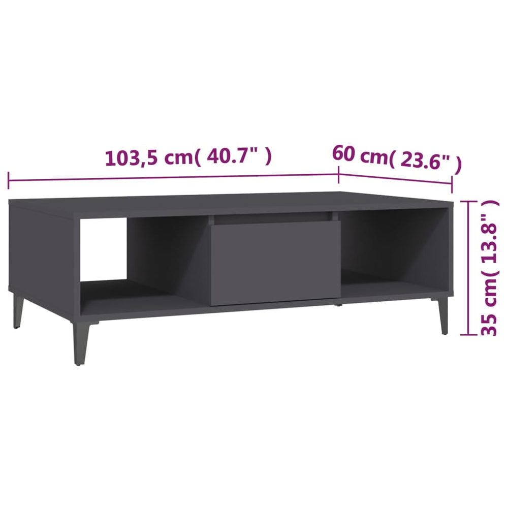 Salontafel 103,5x60x35 cm spaanplaat grijs MeubelReus