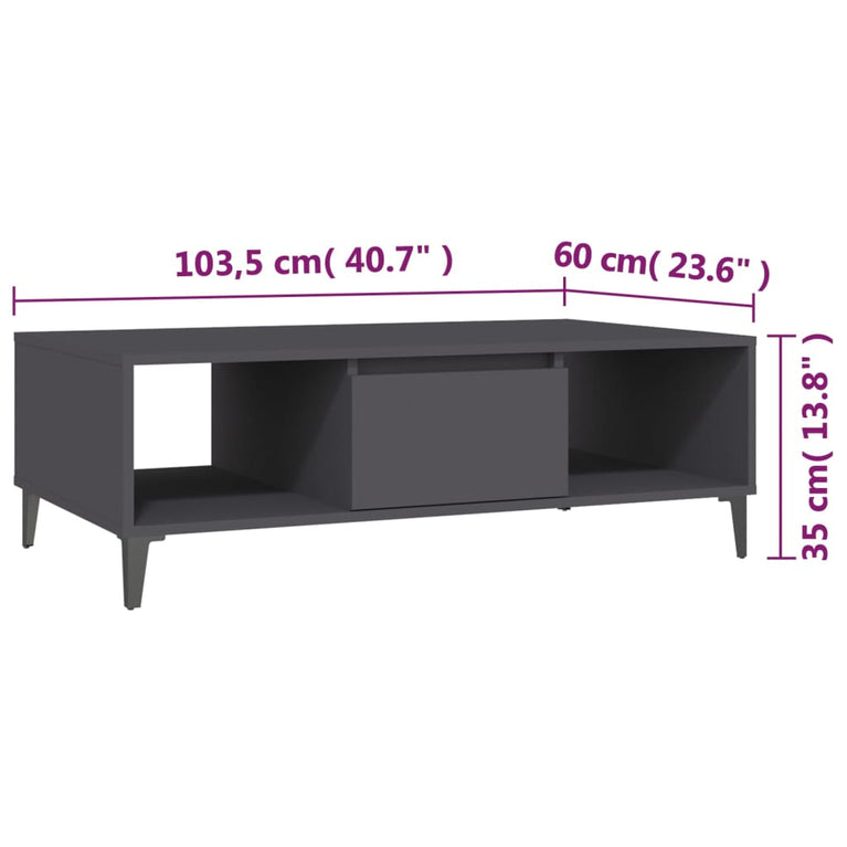 Salontafel 103,5x60x35 cm spaanplaat grijs MeubelReus