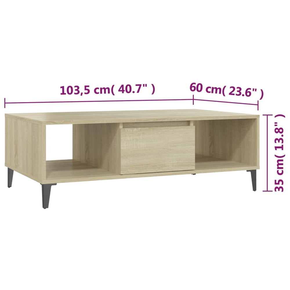 Salontafel 103,5x60x35 cm spaanplaat sonoma eikenkleurig MeubelReus