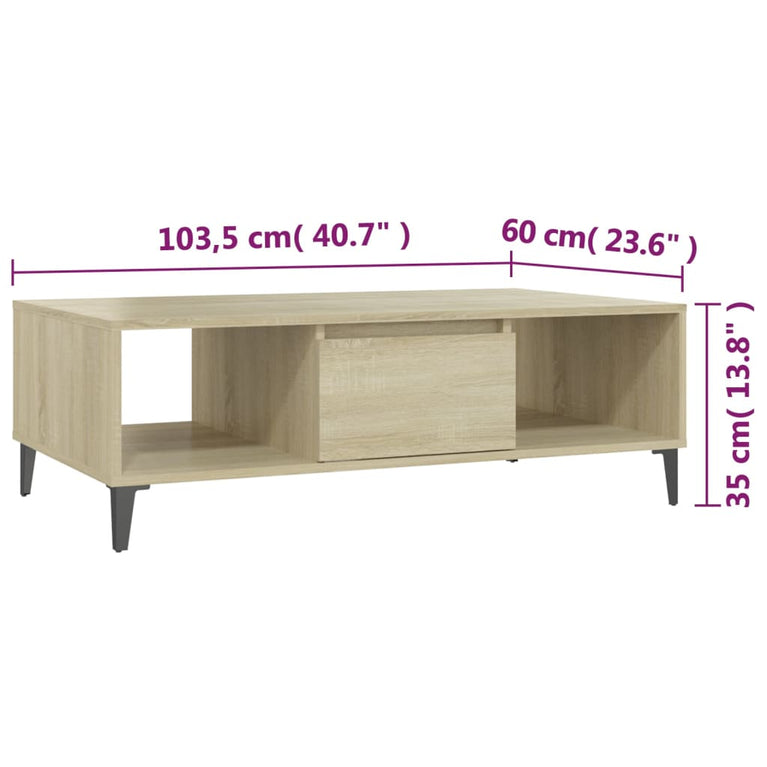 Salontafel 103,5x60x35 cm spaanplaat sonoma eikenkleurig MeubelReus
