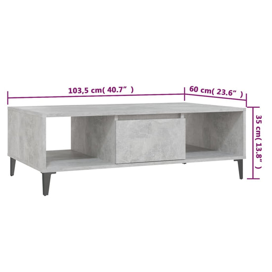 Salontafel 103,5x60x35 cm spaanplaat betongrijs MeubelReus