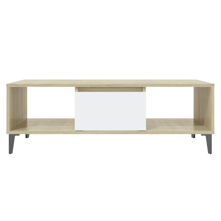 Salontafel 103,5x60x35 cm spaanplaat wit en sonoma eikenkleurig MeubelReus