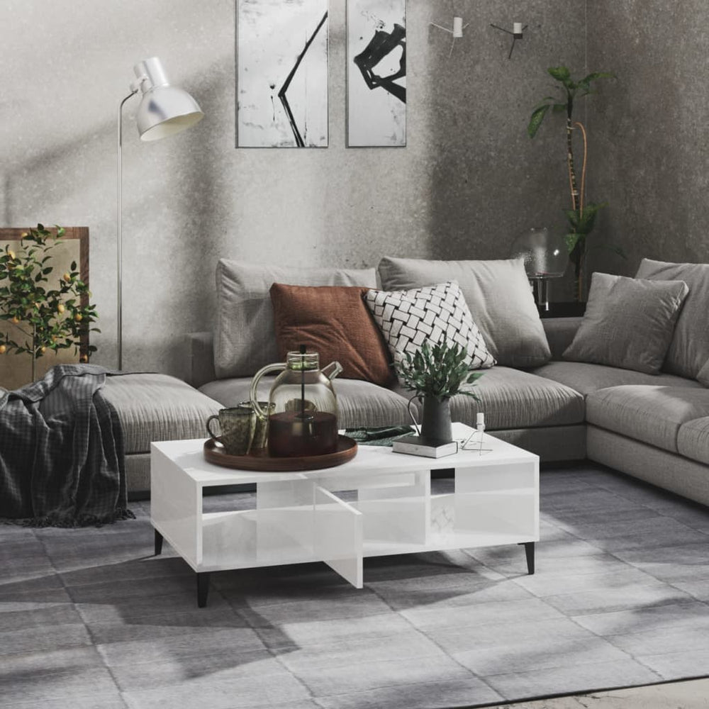 Salontafel 103,5x60x35 cm spaanplaat hoogglans wit MeubelReus