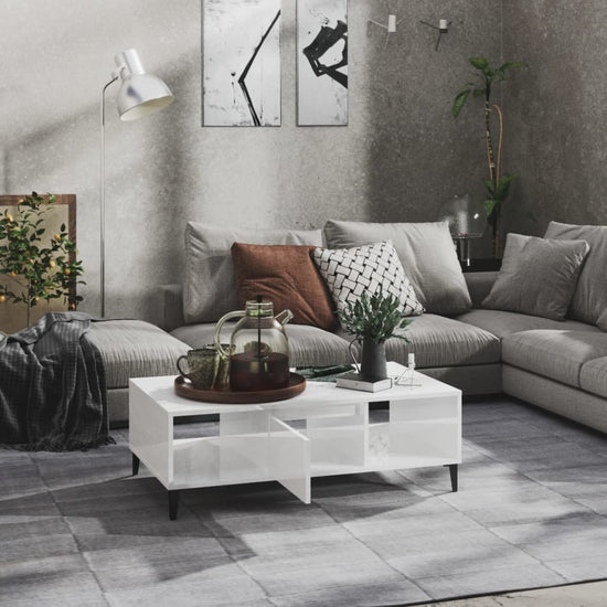 Salontafel 103,5x60x35 cm spaanplaat hoogglans wit MeubelReus