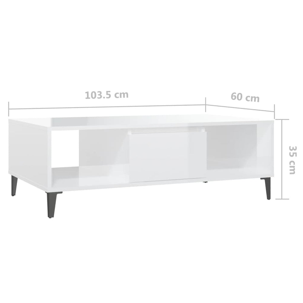 Salontafel 103,5x60x35 cm spaanplaat hoogglans wit MeubelReus