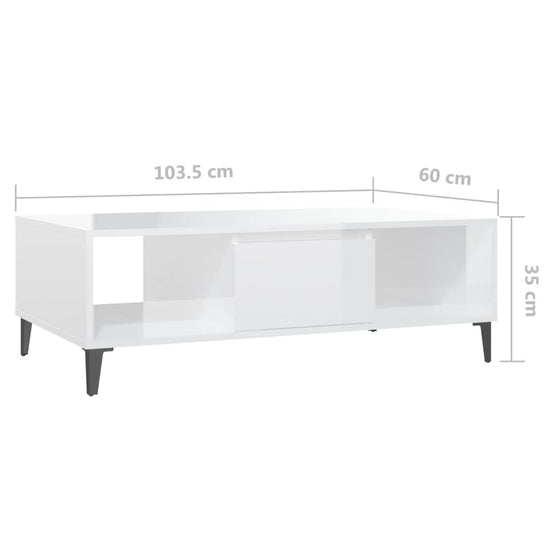 Salontafel 103,5x60x35 cm spaanplaat hoogglans wit MeubelReus