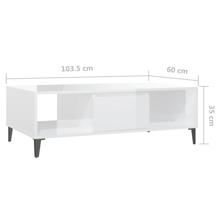 Salontafel 103,5x60x35 cm spaanplaat hoogglans wit MeubelReus