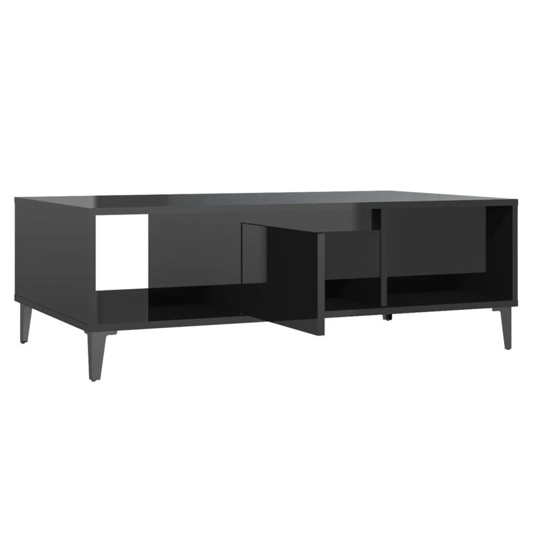 Salontafel 103,5x60x35 cm spaanplaat hoogglans zwart MeubelReus