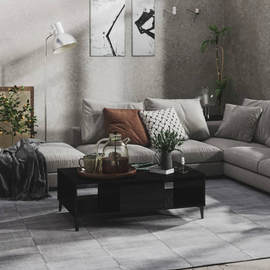 Salontafel 103,5x60x35 cm spaanplaat hoogglans zwart MeubelReus