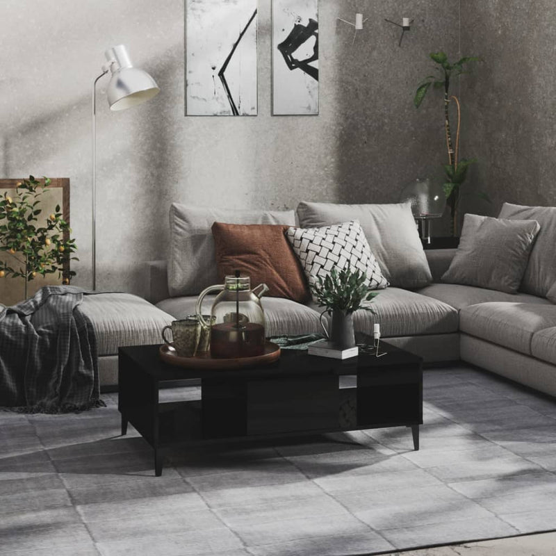 Salontafel 103,5x60x35 cm spaanplaat hoogglans zwart MeubelReus