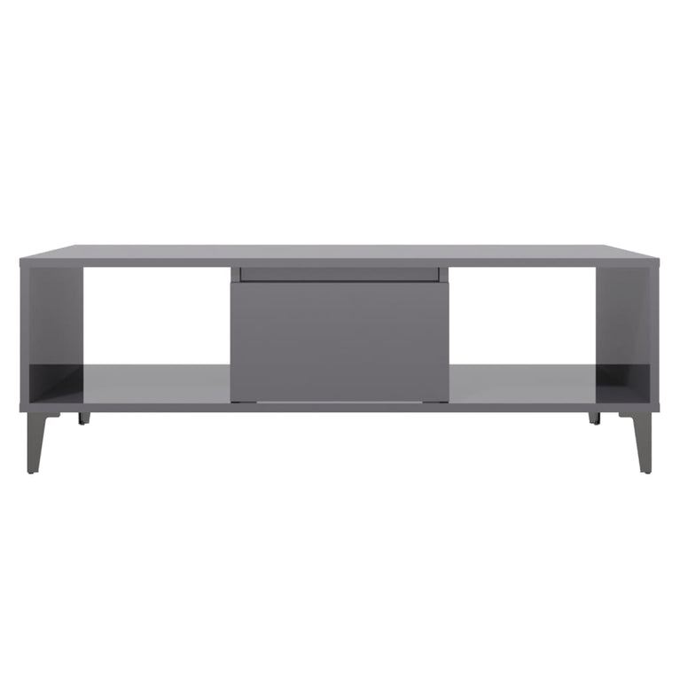 Salontafel 103,5x60x35 cm spaanplaat hoogglans grijs MeubelReus