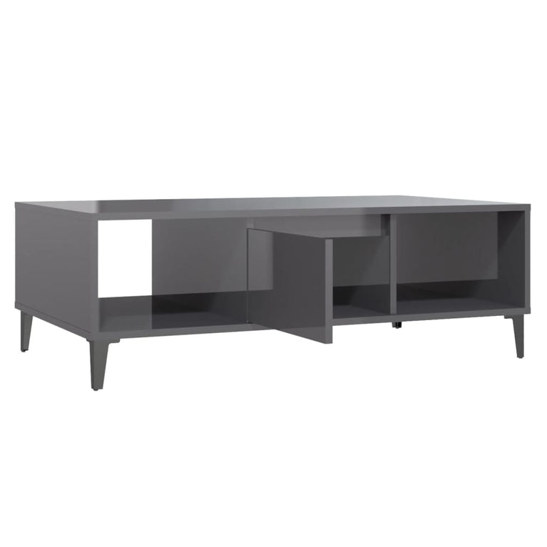 Salontafel 103,5x60x35 cm spaanplaat hoogglans grijs MeubelReus