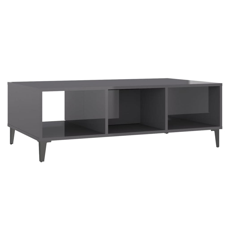 Salontafel 103,5x60x35 cm spaanplaat hoogglans grijs MeubelReus