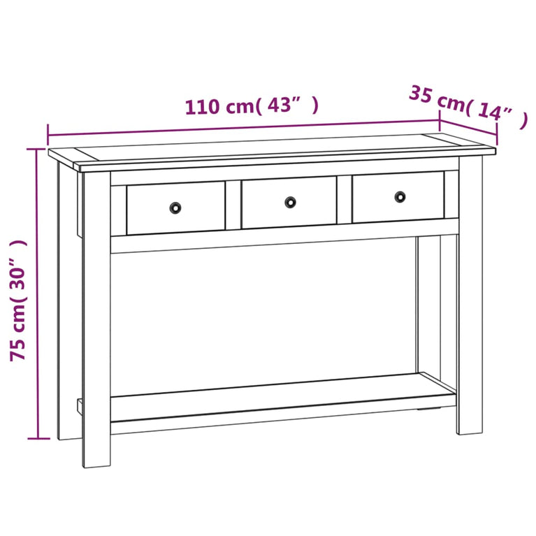 Wandtafel 110x35x75 cm massief eikenhout MeubelReus