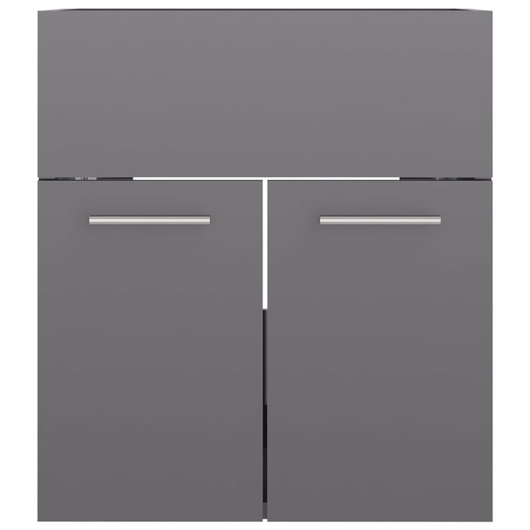 Wastafelkast met ingebouwde wastafel spaanplaat hoogglans grijs MeubelReus